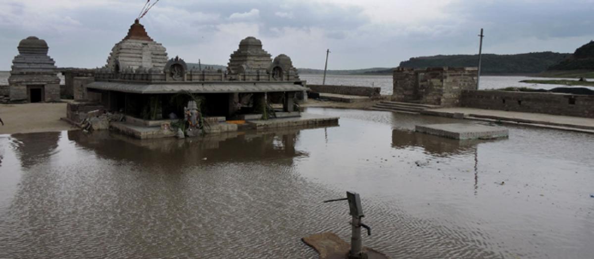 Krishna flood water enters Sangameshwara temple