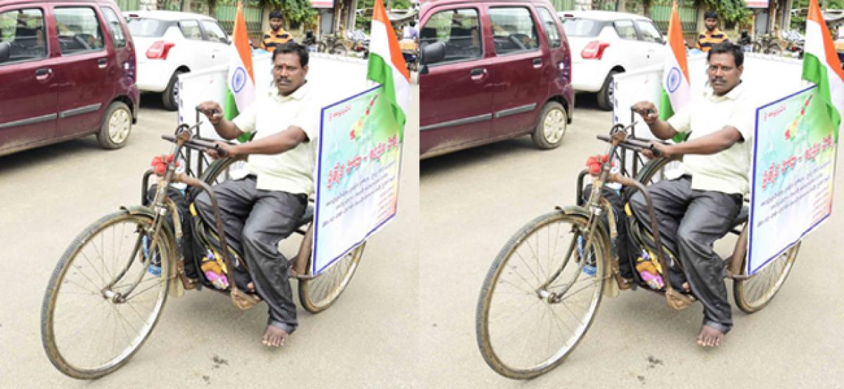 Physically-challenged on cycle yatra for Special status