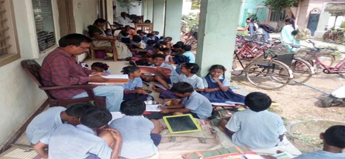 Government school shifted from tree shade to verandah