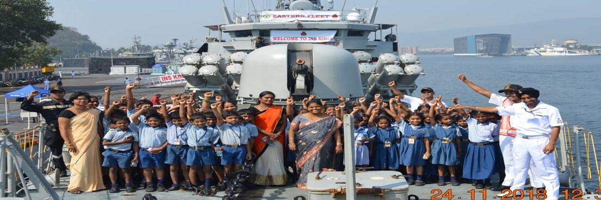 1,500 children visit war ships in Visakhapatnam
