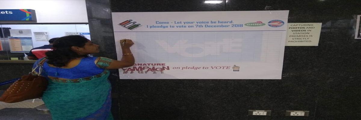 Right to vote pledge drive at Metro stations