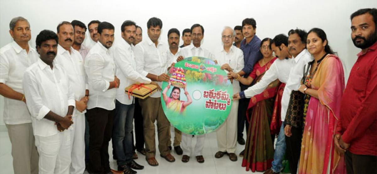 Chief Minister K Chandrashekar Rao releases Bathukamma songs CD