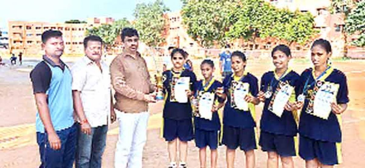 Krishna district Sepak Takraw Jr girl team wins Silver medal