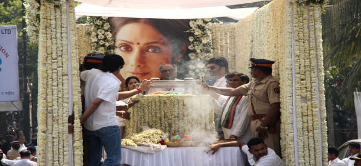 State honours at Sridevis funeral, thousands mourn her
