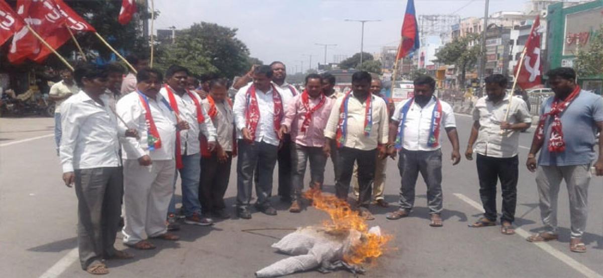 Left parties stage protest at Chandanagar
