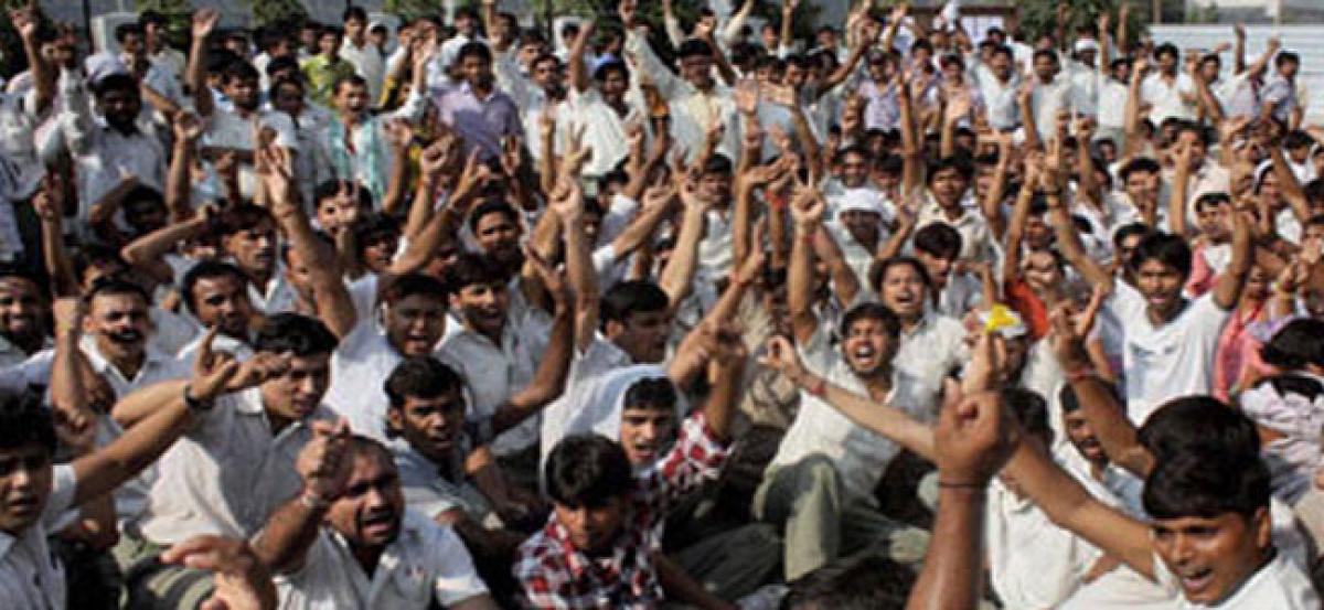 Youth Stages Dharna Against Jobs On Sale in Andhra Village