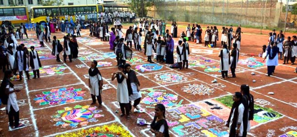 Students add colours to ‘Sankranthi Sambaralu’
