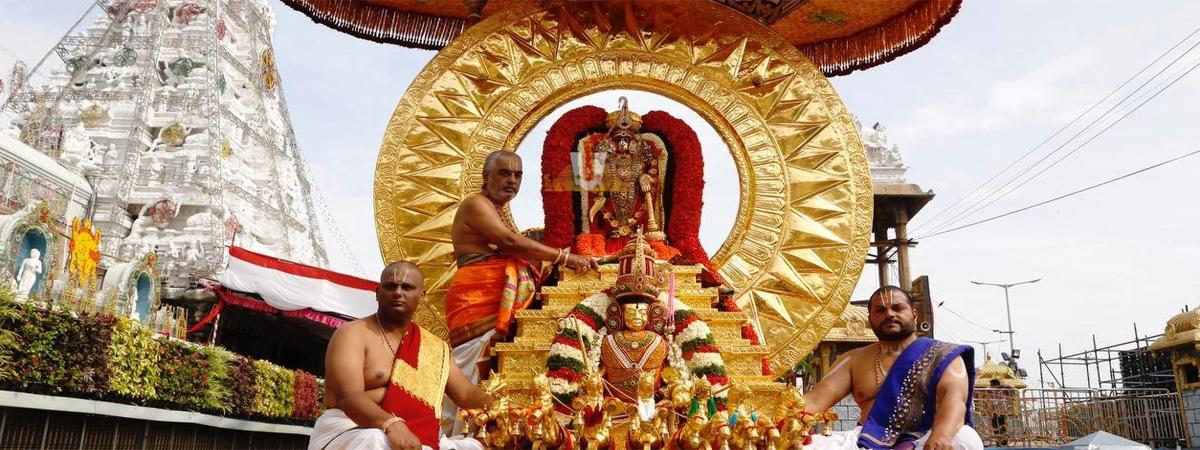 Goddess taken out in procession on Surya Prabha Vahanam