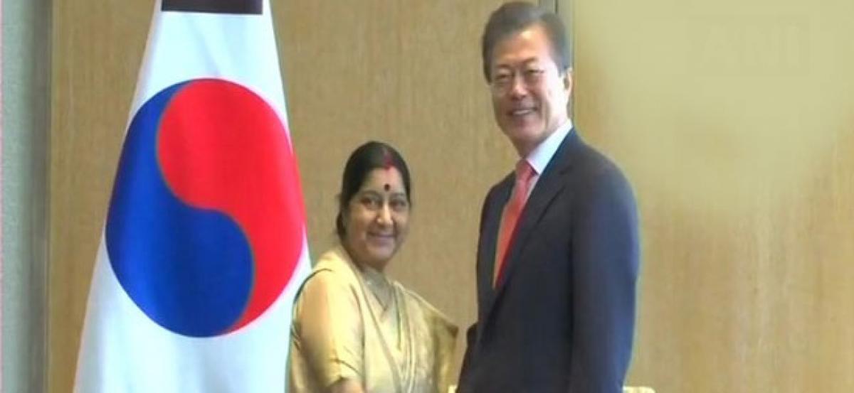 Swaraj meets South Korean President Moon Jae-in