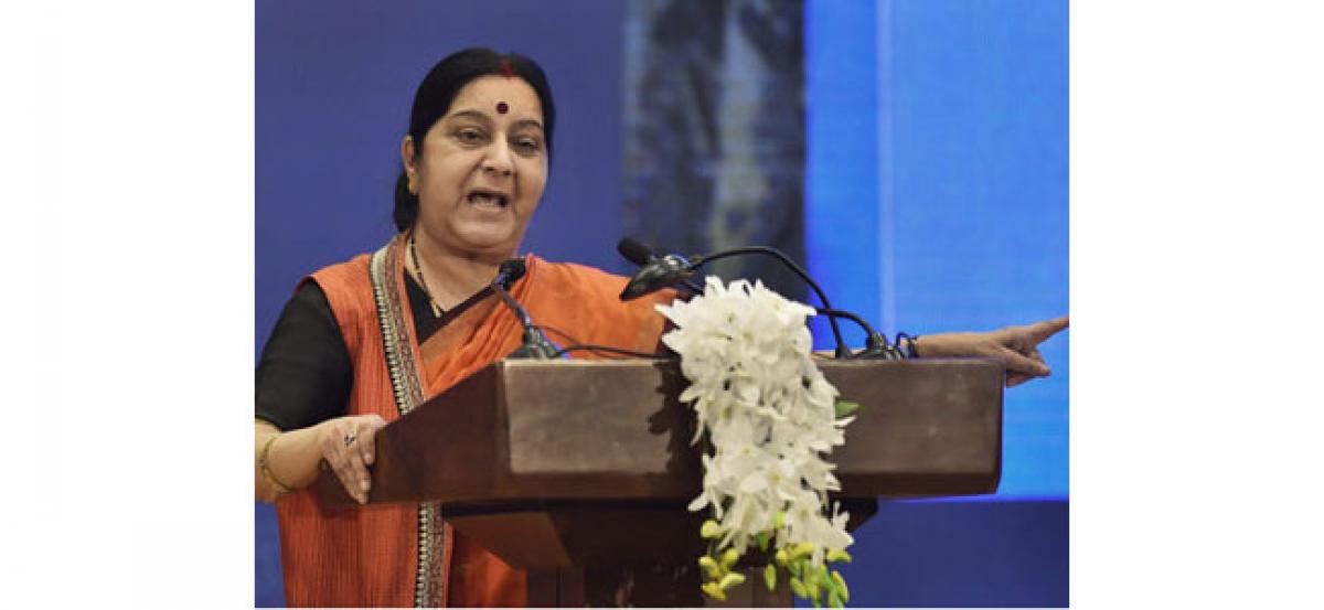 Terrorism more dangerous when actively backed by states: Swaraj