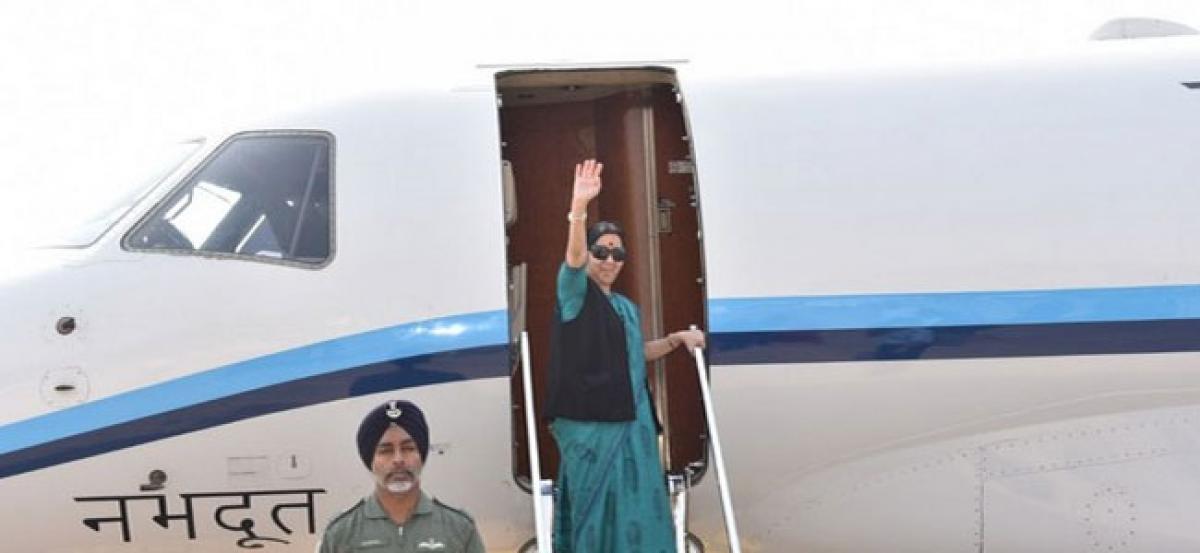 Sushma Swaraj embarks on 3-day visit to Baku