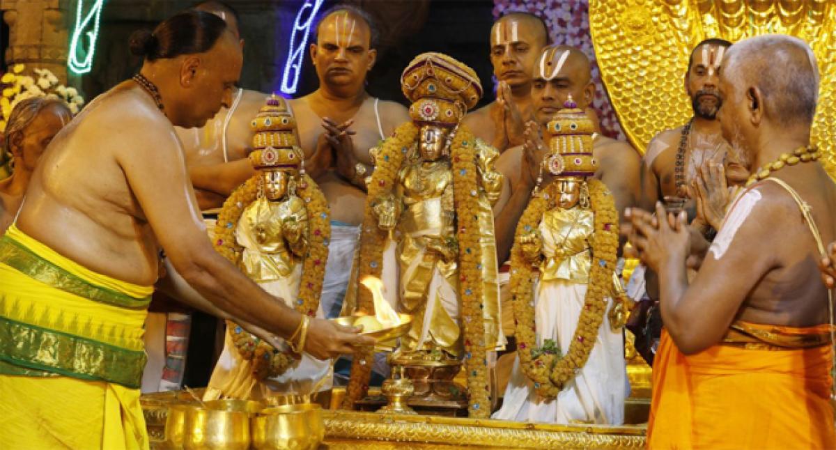 Tirumanjanam performed to processional deities