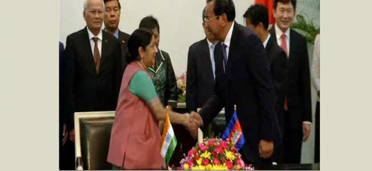 Swaraj holds bilateral talks with Cambodian counterpart