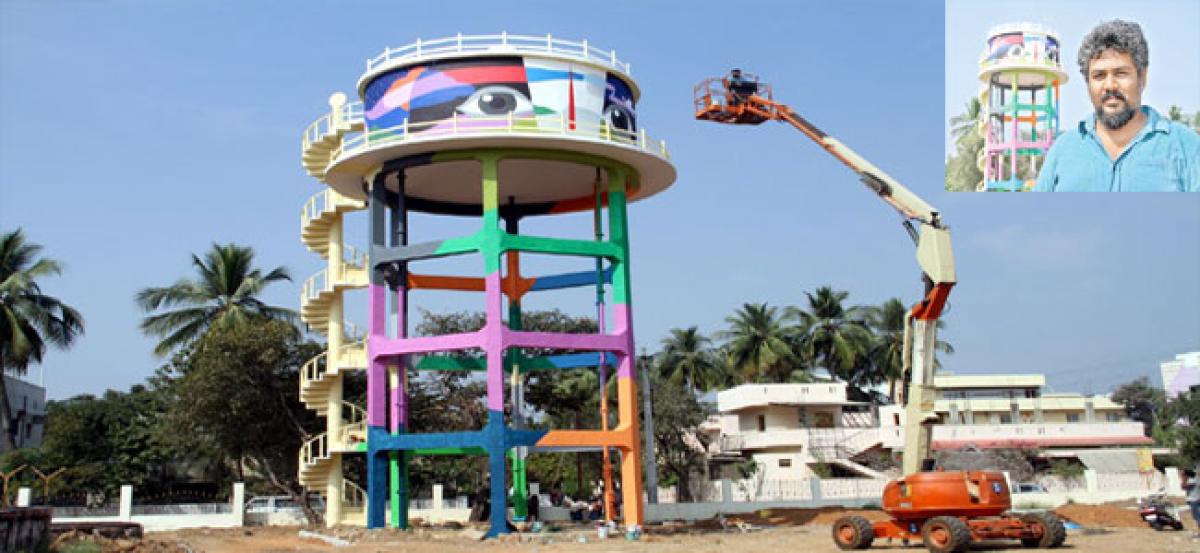 Mural art adorns water tanks in Tirupati