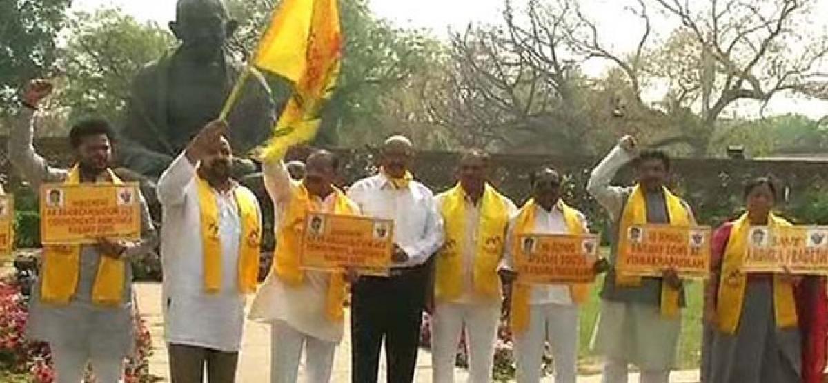 Dressed up as Swachh Bharat worker, TDP MP protests outside Parl
