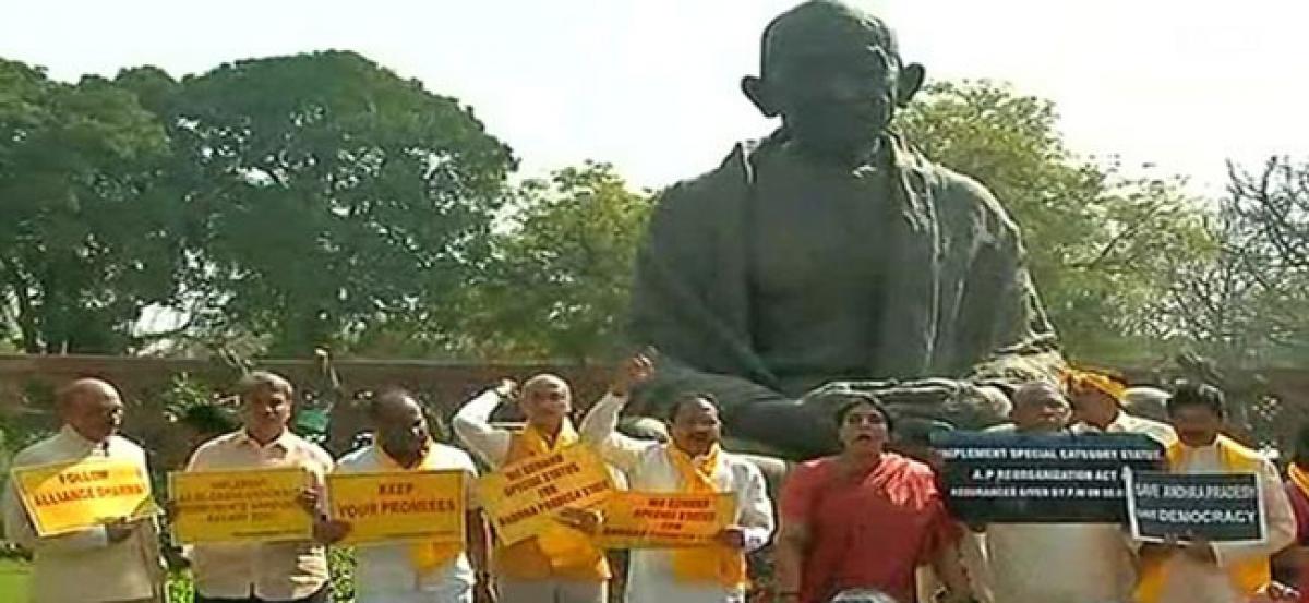 Budget session: TDP protests for special status to AP