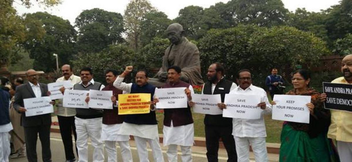 TDP members protest in Lok Sabha demanding special facilities for AP