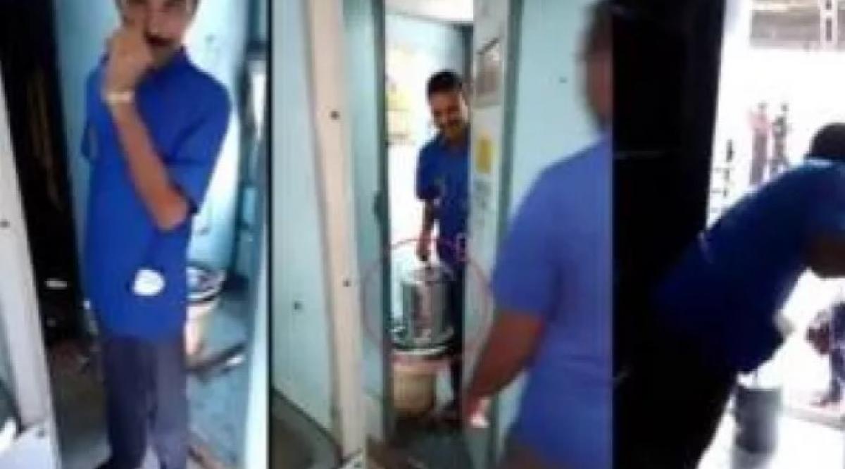 Watch: Water from train toilet mixed in tea cans at Secunderabad Railway Station