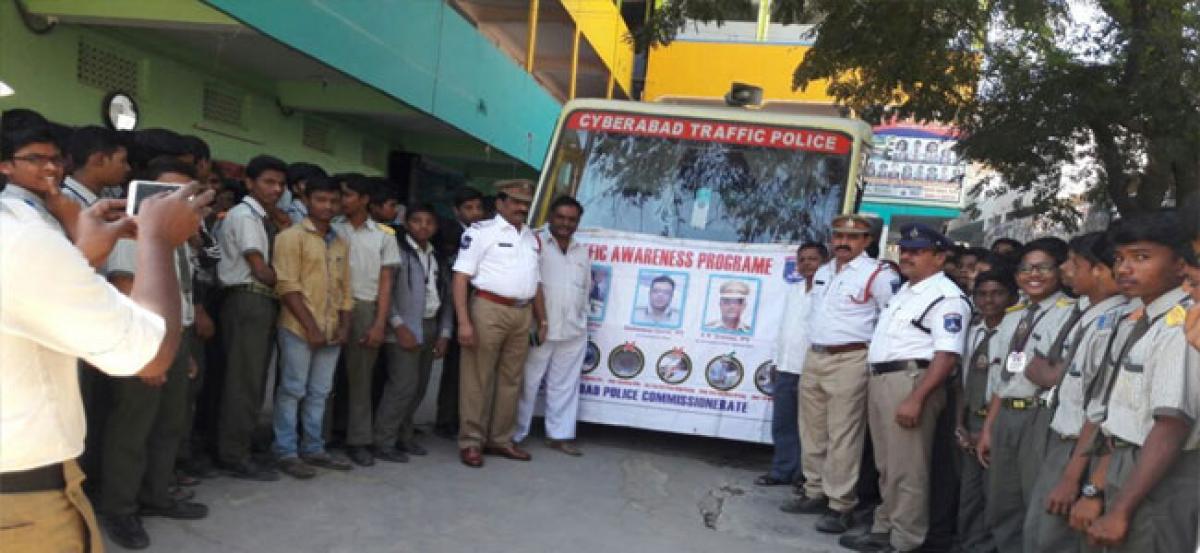 Awareness drive for students on road accidents