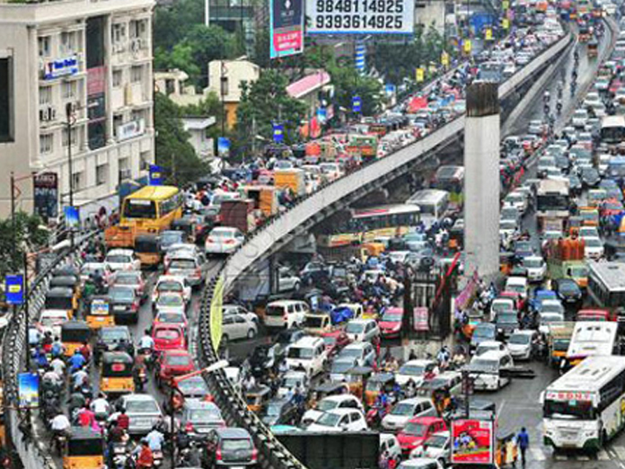 Heavy traffic jam at Ramanthapur