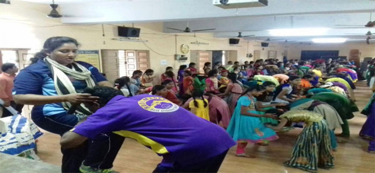 Girl students trained in self-defence techniques