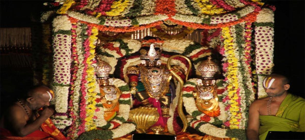 Two flower chariots for Brahmotsavams