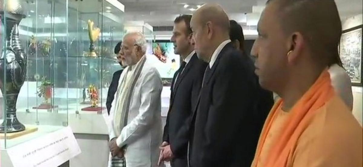 PM Modi, French President visit Deendayal Hastkala Sankul in Varanasi