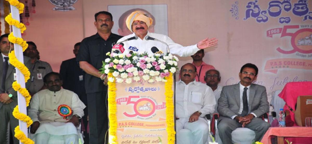 Involve in social work,Venkaiah tells students