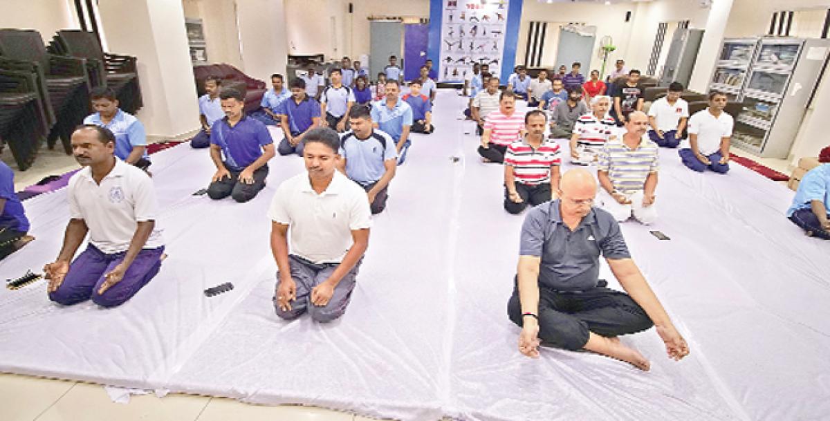 ONGC employees take  part in World Yoga Day